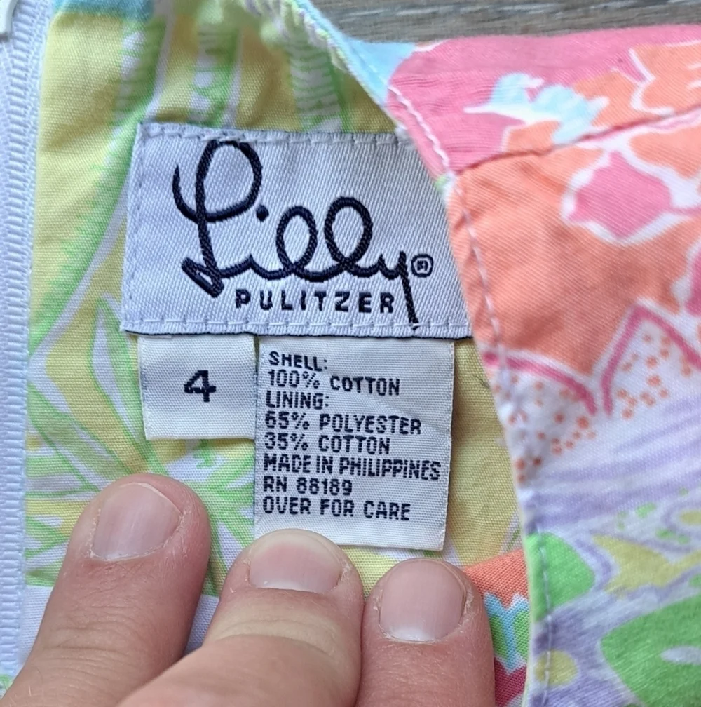 Lilly Pulitzer Size 4 Patchwork Shift With Pockets and Side Bows